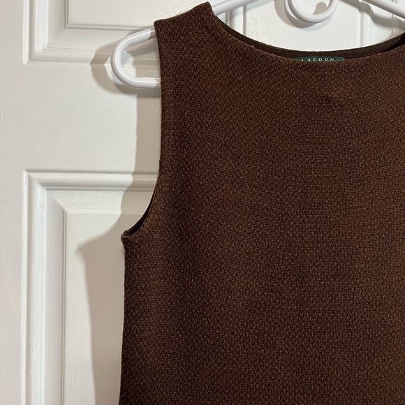 Ralph Lauren Chocolate Brown Wool Silk Cashmere Midi Dress Size Small - Picture 2 of 7